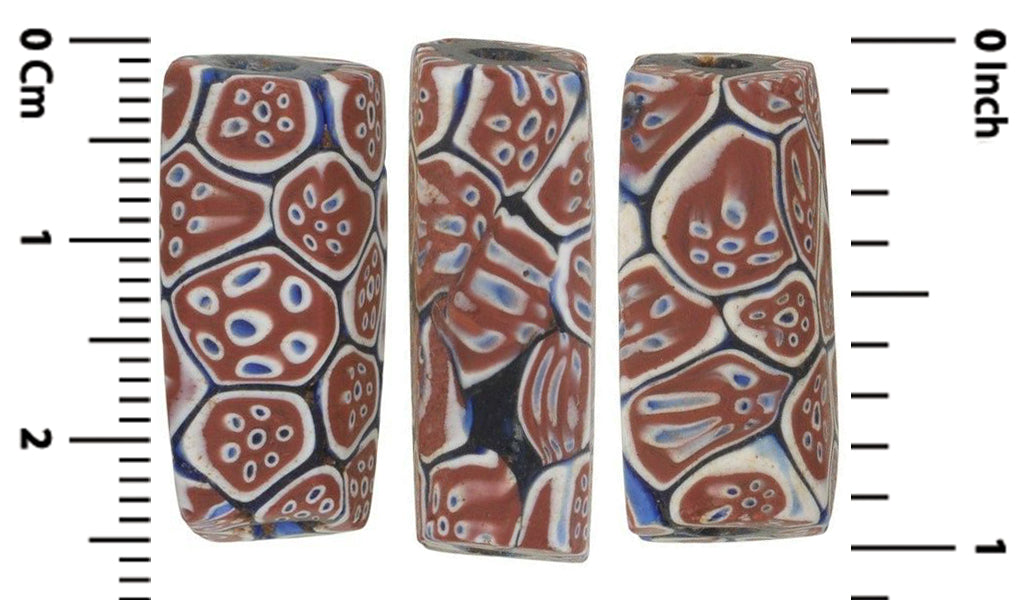 Venetian trade beads old millefiori rectangular African trade mosaic glass beads - Tribalgh