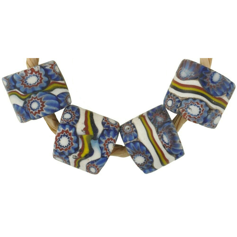 African Trade Beads Banded Old Millefiori Venetian Mosaic Glass Beads Rare Ghana