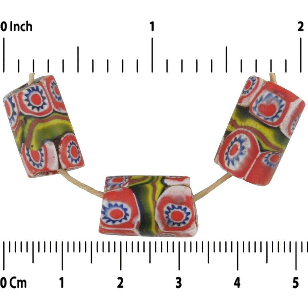 Rare African trade beads banded millefiori old Venetian glass beads Ghana trade - Tribalgh