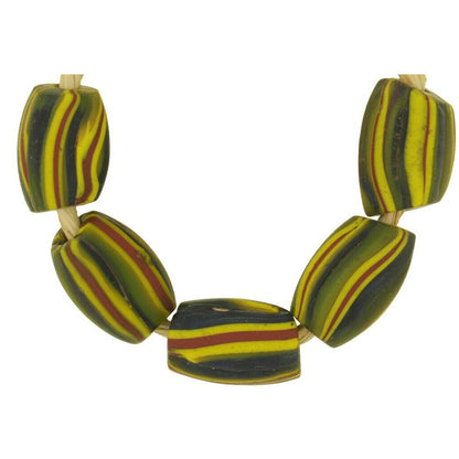 Rare African trade beads old oval Millefiori Venetian mosaic glass beads Ghana - Tribalgh