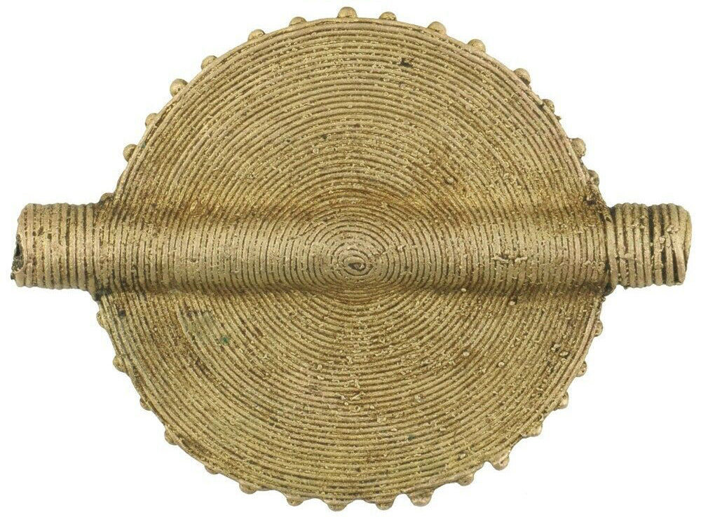 African trade Brass bead Ghana Ashanti Akan Lost wax brass pendant large new - Tribalgh