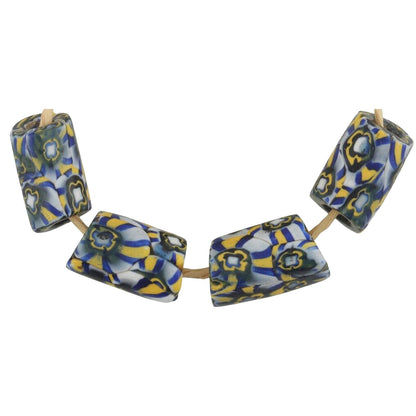 Σπάνιες αντίκες βενετσιάνικα Millefiori Trade Beads - Αφρικανικό μωσαϊκό γυαλί - μεγεθυσμένες λεπτομέρειες