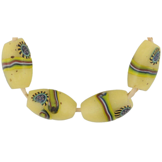 Cuentas comerciales africanas raras antiguas Millefiori cuentas de vidrio veneciano mosaico oval pavo real - Tribalgh