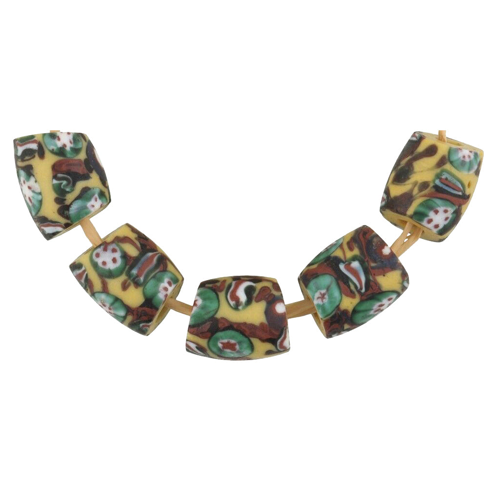 Rare African glass trade beads old oval Millefiori Venetian glass beads Ghana - Tribalgh