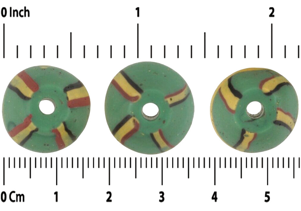African Trade Beads Old Green King Venetian Glass Beads Bicone Lampwork Ghana - alternate view
