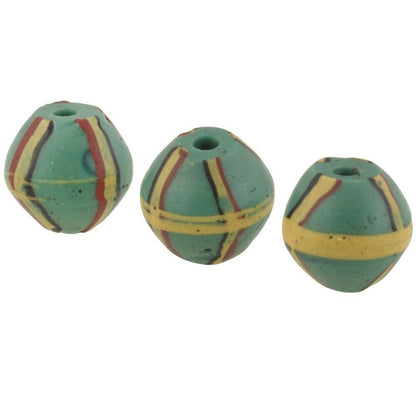 African Trade Beads Old Green King Venetian Glass Beads Bicone Lampwork Ghana