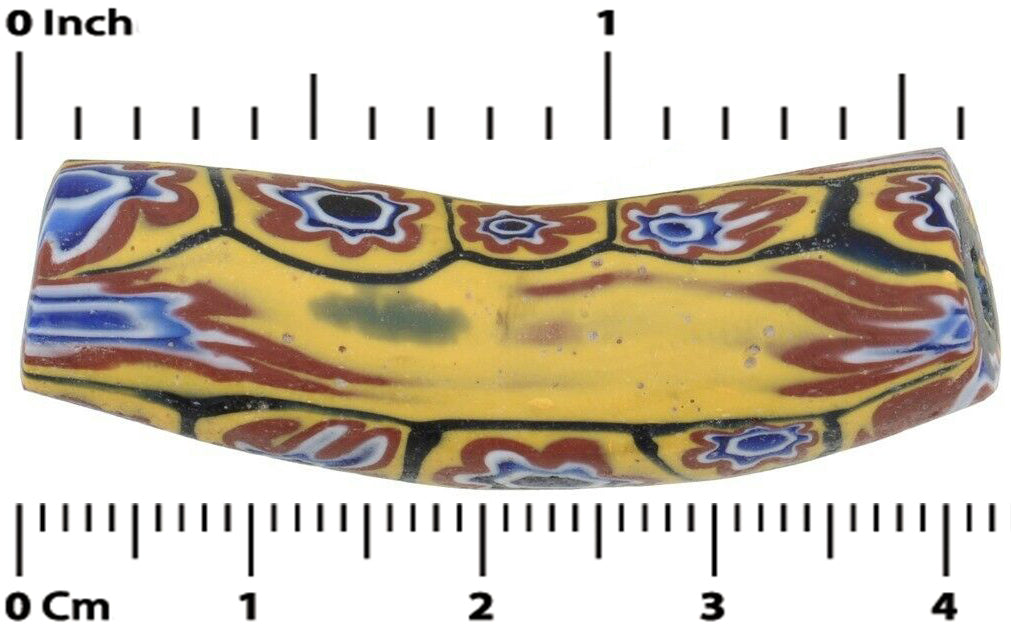 African trade bead old Elbow millefiori Venetian mosaic glass bead Ghana large - Tribalgh