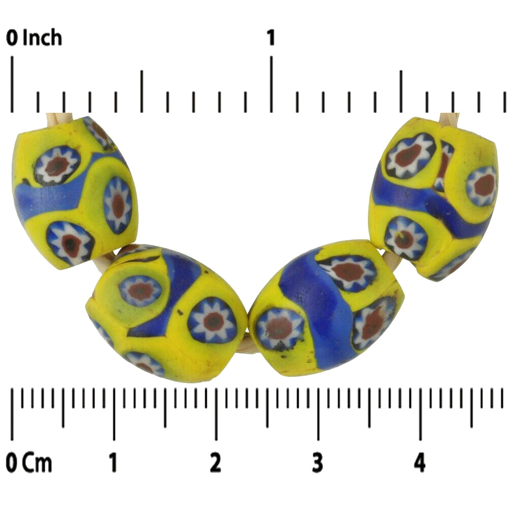 African trade beads old oval millefiori Venetian glass beads banded mosaic Ghana - Tribalgh