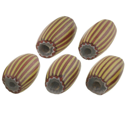 Rare African trade beads antique 4 layers brick chevron old Venetian drawn glass - Tribalgh