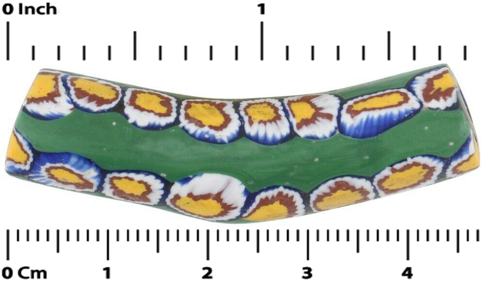 Старинная африканская бусина, большая локоть, Миллефиори, венецианская стеклянная бусина, редкая мозаика - Tribalgh