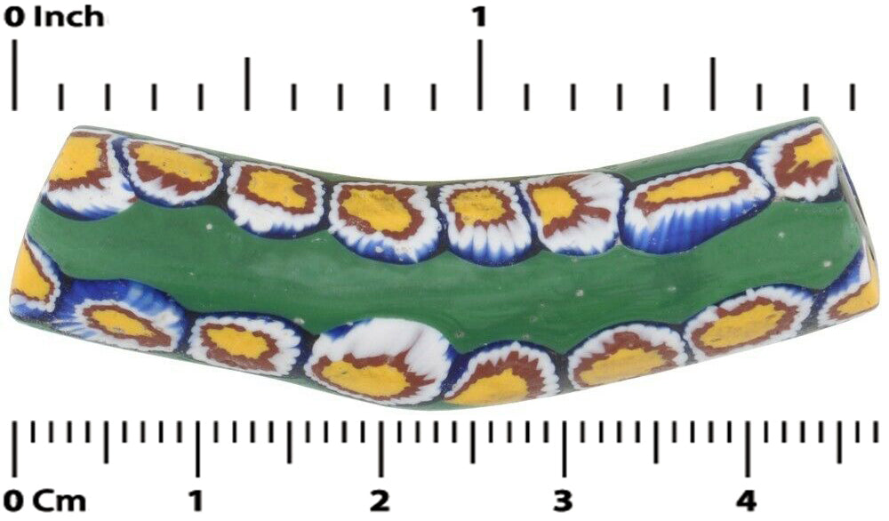 Old African trade bead large Elbow Millefiori Venetian glass bead rare mosaic - Tribalgh