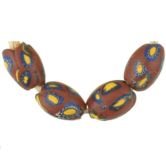 Afrikanische Glasperlen antike oval Millefiori Venezianisches Glas Murano-Mosaik - Tribalgh