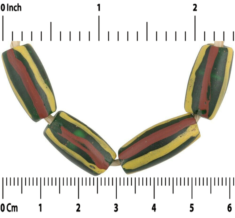 Старинные африканские бусины полосатые полупрозрачные зеленые венецианские стеклянные бусины лэмпворк - Tribalgh