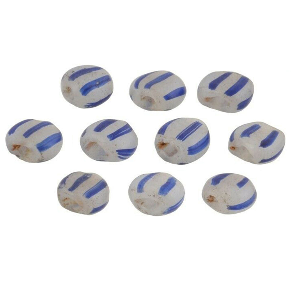 West African trade beads old tabular Venetian glass beads striped lampwork Ghana - Tribalgh