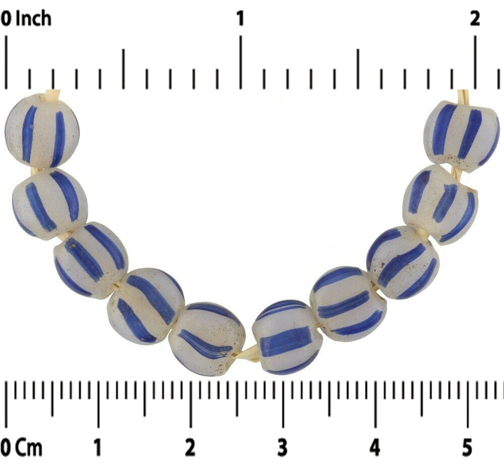 Perline commerciali dell'Africa occidentale vecchie perline di vetro veneziano tabulari a lume a strisce Ghana - Tribalgh