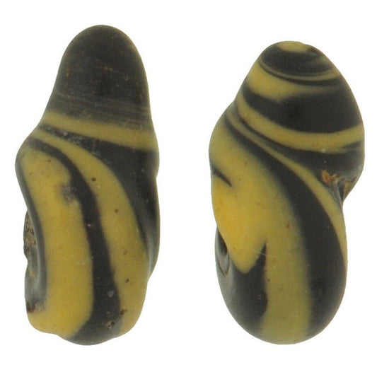 Perle del commercio africano Lumaca Fancy vecchia coppia di perline di vetro veneziano rara - Tribalgh