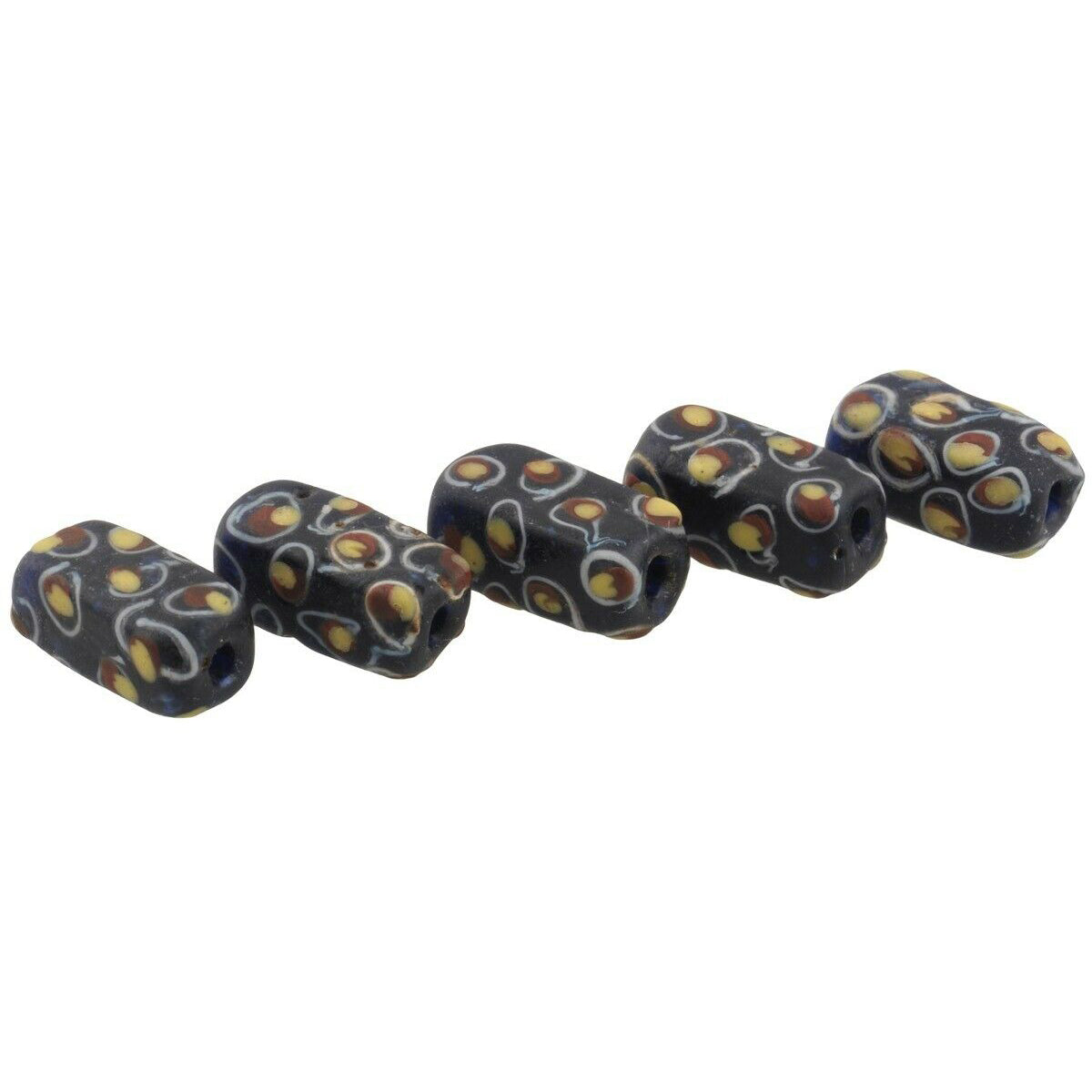 African trade beads antique Venetian glass old rectangular lampwork wound Eye - Tribalgh