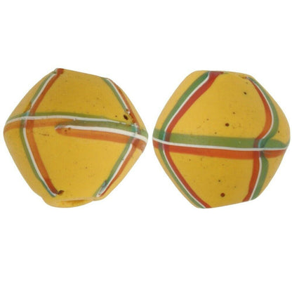 Antique Yellow Bicone Venetian Lampwork Glass Trade Beads - African Trade