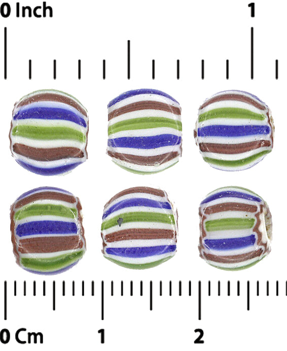 Старые пластинчатые 4 слоя Шеврон Венецианские стеклянные бусины Торговые бусины из Западной Африки Гана - Tribalgh