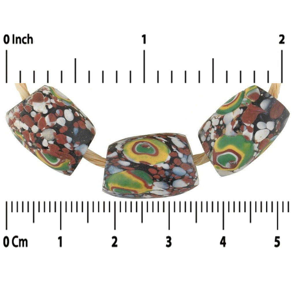 Vecchio ovale Millefiori perle di vetro veneziano grande mosaico di Murano perle di commercio africano - Tribalgh