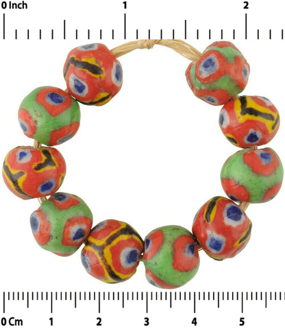 Handmade African glass beads Kiffa polychrome round trade beads Mauritania new - Tribalgh