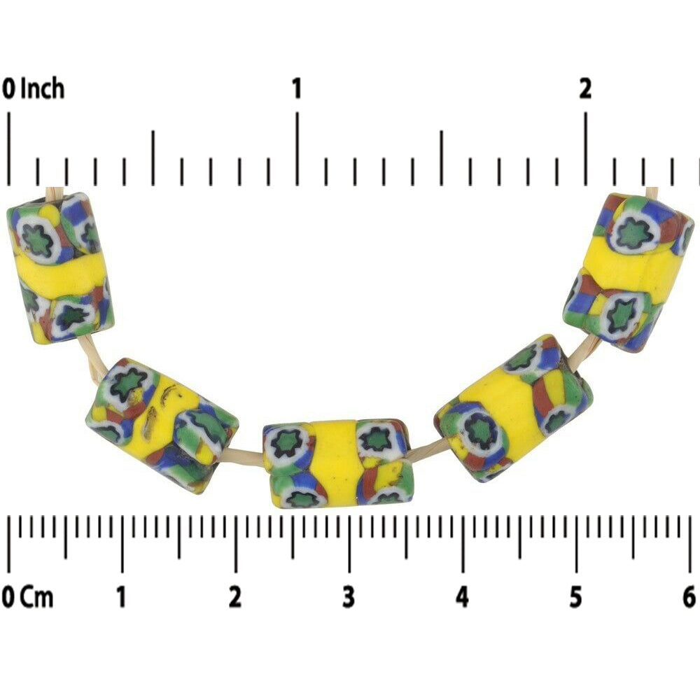 Old African Trade Beads Banded Millefiori Venetian Glass Beads Murano Mosaic - close-up