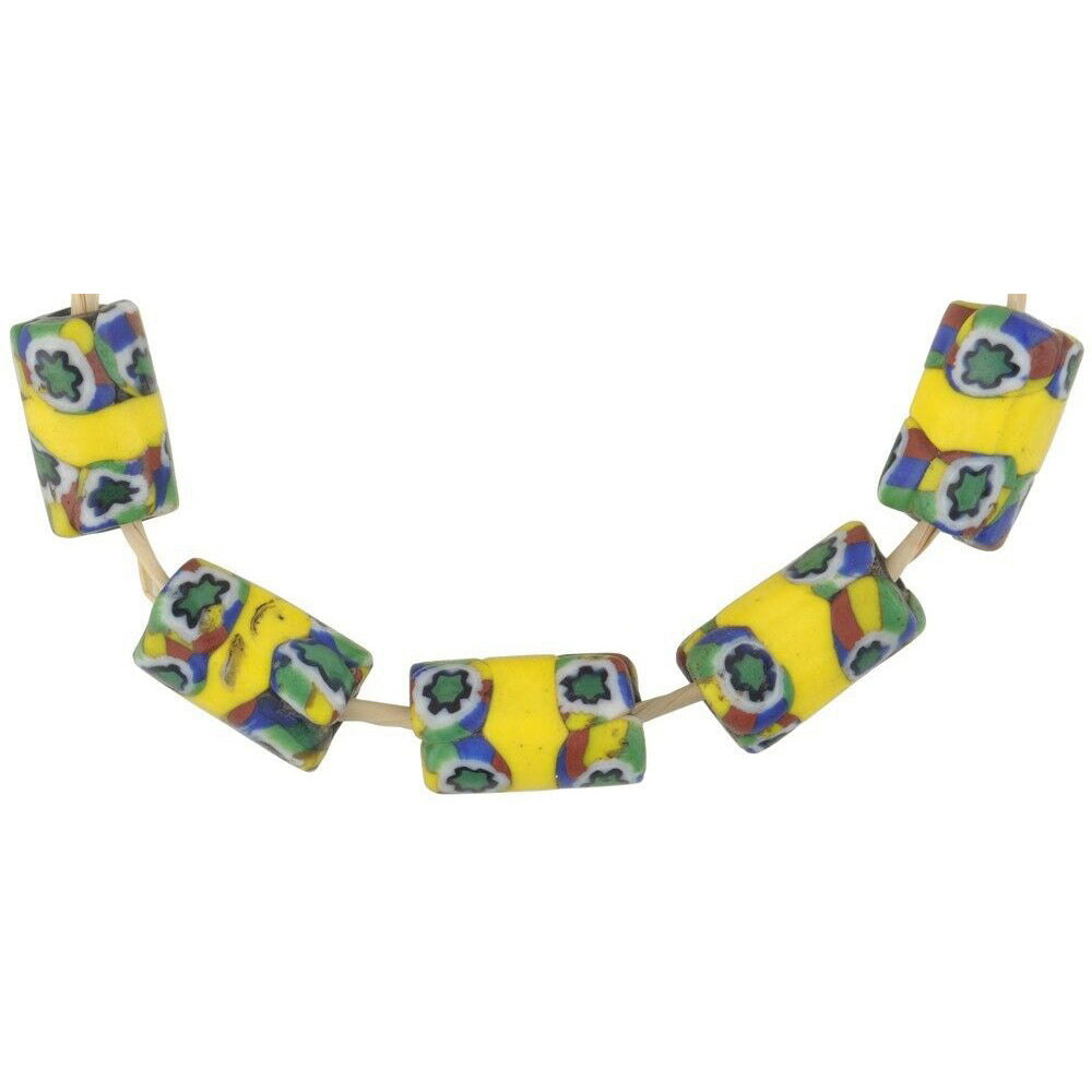 Old African Trade Beads Banded Millefiori Venetian Glass Beads Murano Mosaic