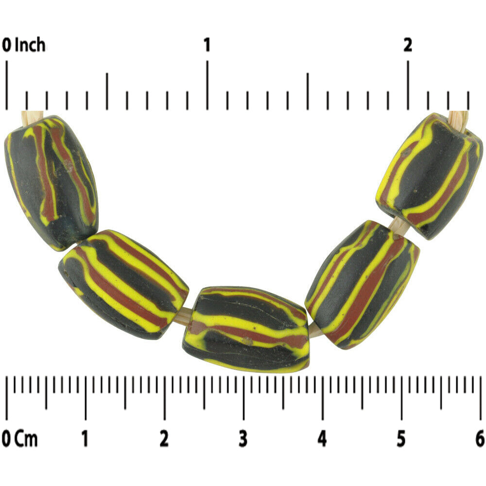 Perle di commercio africano raro vecchio ovale Millefiori perline di vetro veneziano Commercio del Ghana - Tribalgh