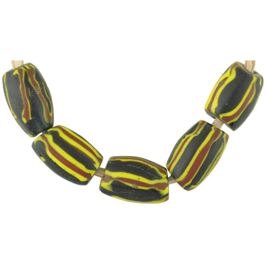 Perle di commercio africano raro vecchio ovale Millefiori perline di vetro veneziano Commercio del Ghana - Tribalgh
