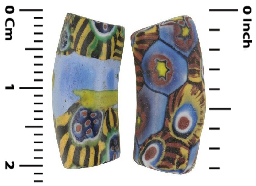 Seltene afrikanische Handelsperlen alter Ellenbogen Millefiori venezianische Glasperlen Murano-Mosaik - Tribalgh