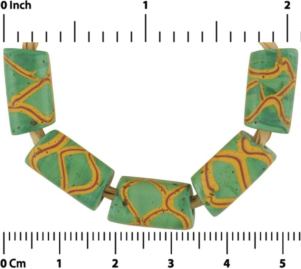 Old African trade beads antique Rattle Snake Venetian glass beads rectangular - Tribalgh