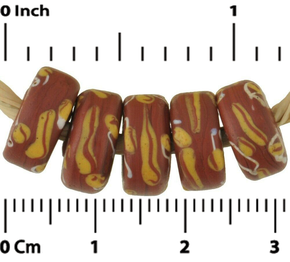 Antico commercio africano perline di mattoni Distanziatori di dischi di perline di vetro veneziano fantasia - Tribalgh