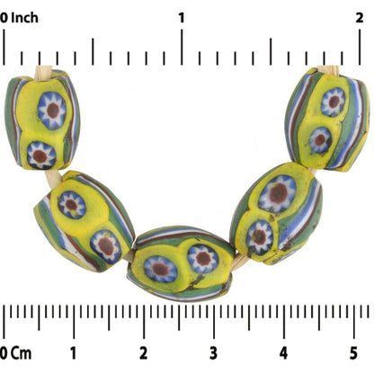 Perle in vetro africane antiche millefiori ovali perle in vetro veneziano Mosaico di Murano - Tribalgh