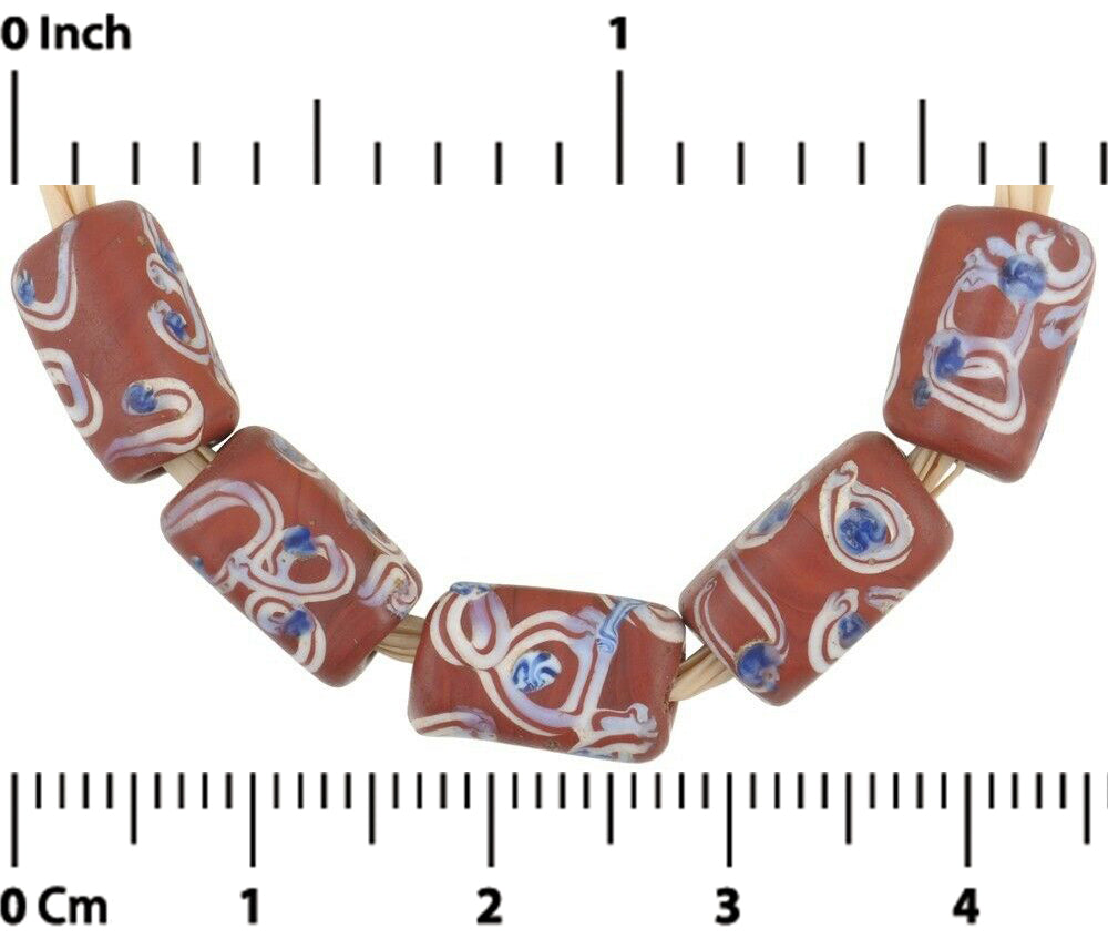 Alte afrikanische Handelsperlen rechteckiges Ziegelauge Venezianische Glasperlen Ghana-Handel - Tribalgh