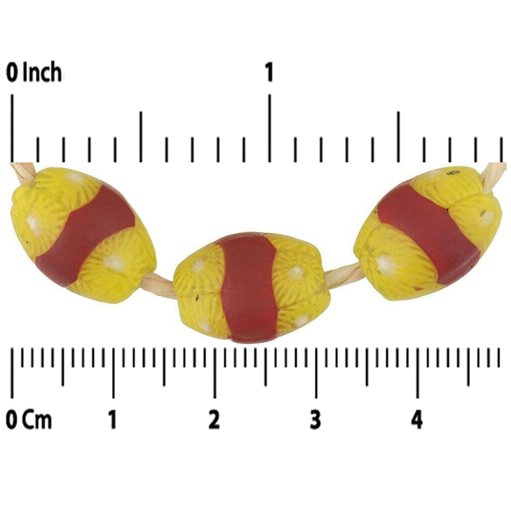 Αφρικανικές εμπορικές χάντρες παλιές οβάλ Millefiori βενετσιάνικες γυάλινες χάντρες με ταινίες μωσαϊκό Γκάνα - Tribalgh