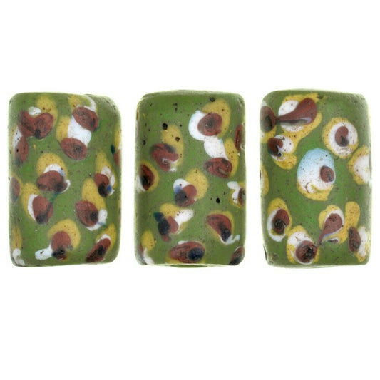 African trade beads green Eye old Venetian glass beads Fancy lampwork Ghana - Tribalgh