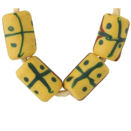 Old African trade beads yellow Fancy Venetian glass beads lampwork Ghana trade - Tribalgh