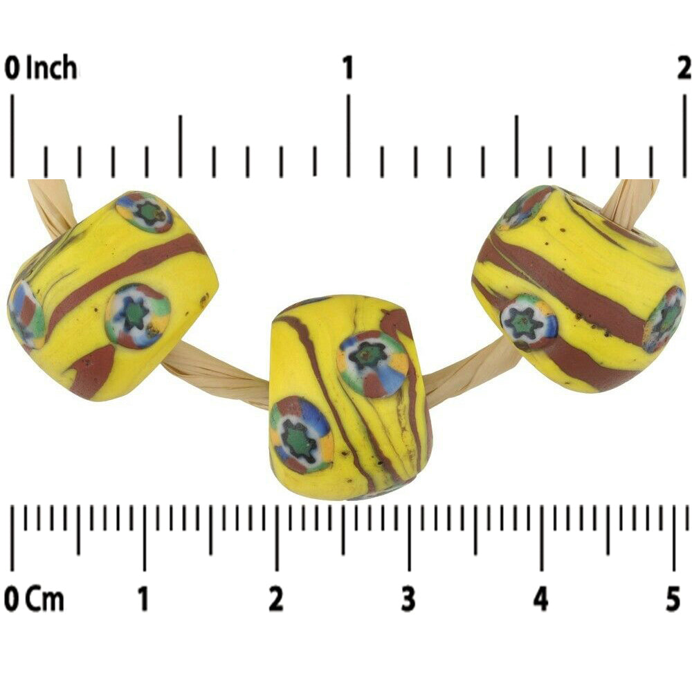 Afrikanische Handelsperlen rund alte Millefiori venezianische Glasperlen seltenes Murano-Mosaik - Tribalgh