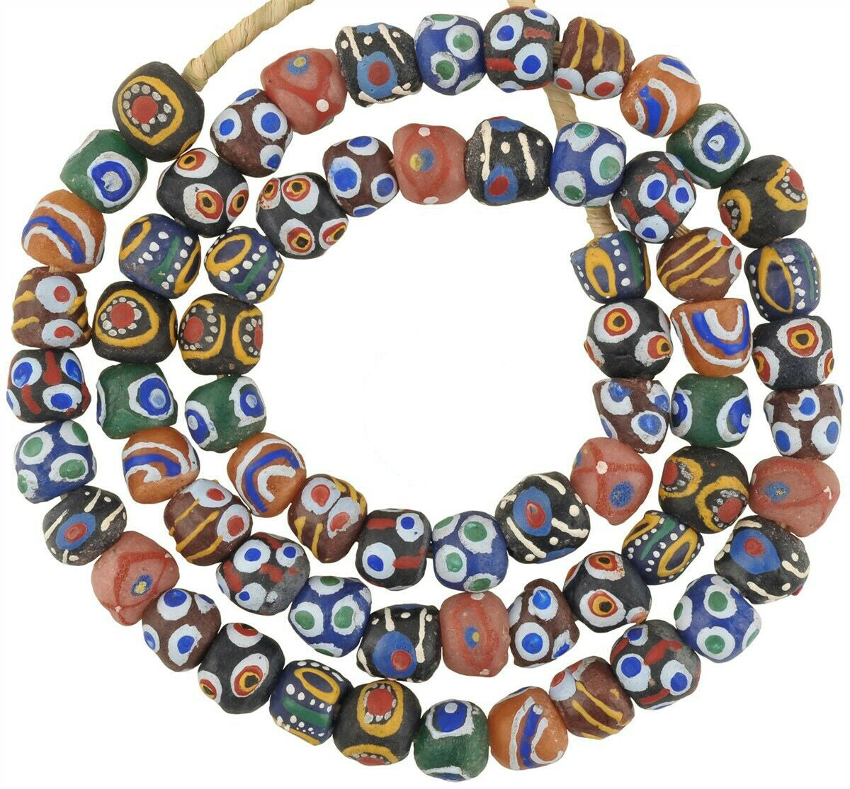 Recycelte Pulverglasperlen handgemacht afrikanischen Handel Ghana zeremonielle Halskette - Tribalgh