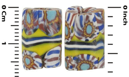 Antique Banded Millefiori Venetian Mosaic Glass Trade Beads - alternate view