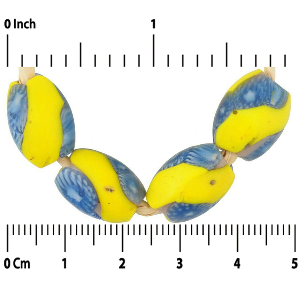 African trade beads antique oval Millefiori Venetian glass beads rare old mosaic - Tribalgh