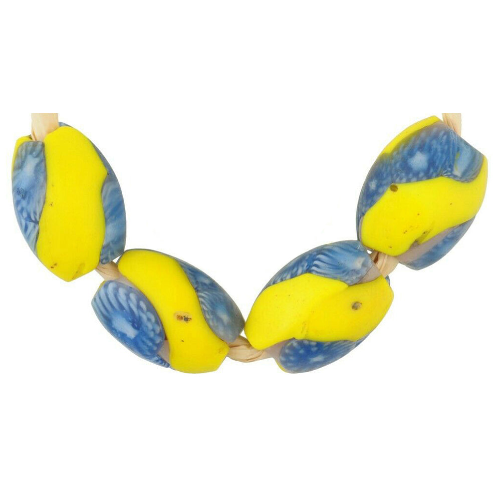 African trade beads antique oval Millefiori Venetian glass beads rare old mosaic - Tribalgh