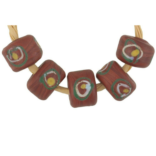 African trade antique Eye Venetian glass beads brick Fancy disks spacers old - Tribalgh