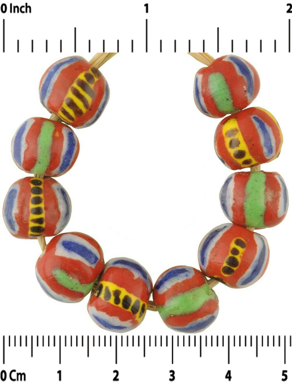 New African glass trade beads handmade Kiffa beads round polychrome Mauritania - Tribalgh
