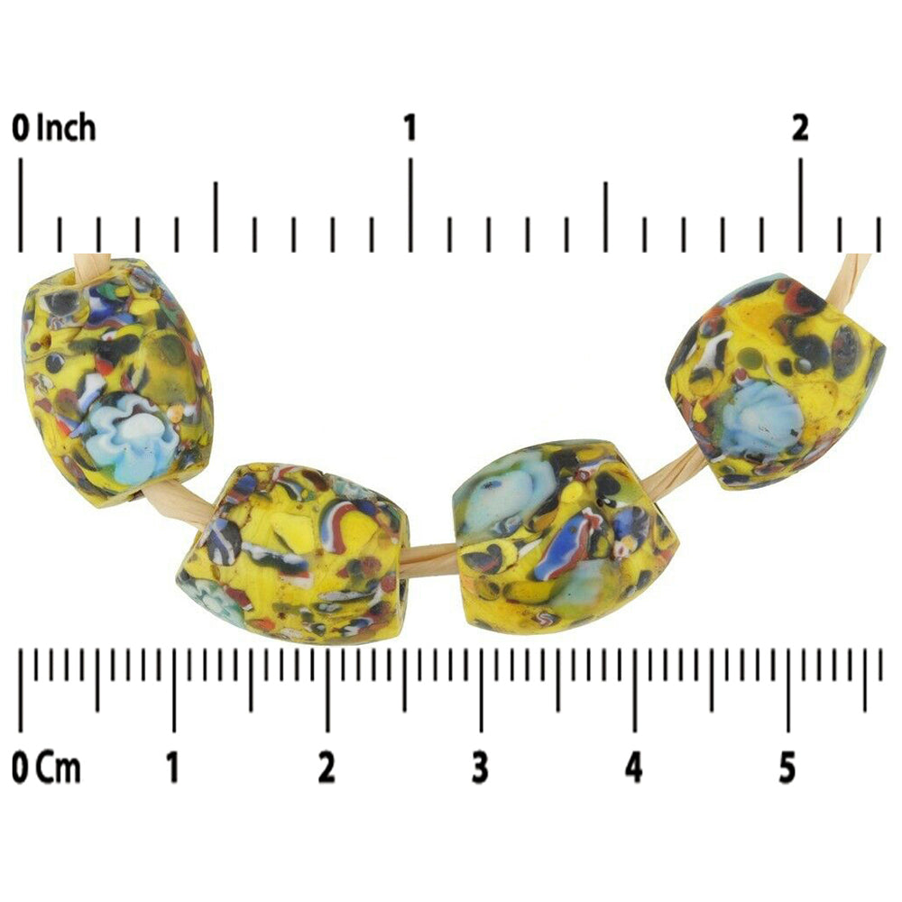 Old African trade beads oval millefiori Venetian glass beads Murano mosaic rare - Tribalgh