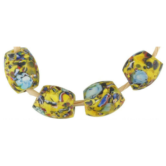 Anciennes perles de commerce africaines ovales millefiori Perles en verre vénitien mosaïque de Murano rare - Tribalgh