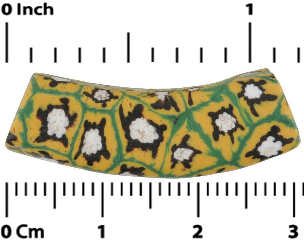 Antique Rectangular Elbow Millefiori Mosaic Glass Trade Bead - alternate view