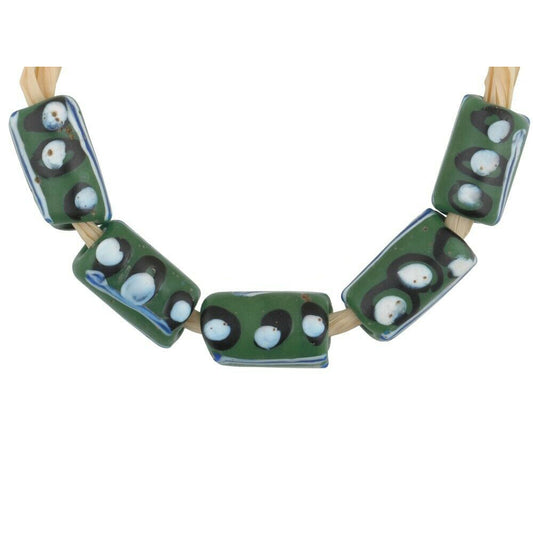 Anciennes perles de commerce africaines vertes Perles de verre vénitiennes fantaisie au chalumeau Commerce du Ghana - Tribalgh