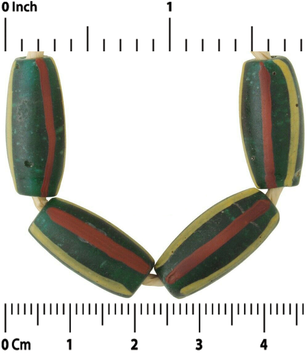 Old African trade beads translucent green Venetian glass beads Ghana trade - Tribalgh