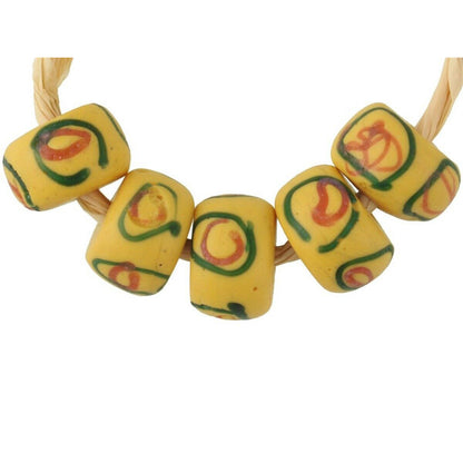 African trade beads old Eye Venetian wound glass beads yellow Fancy lampwork - Tribalgh